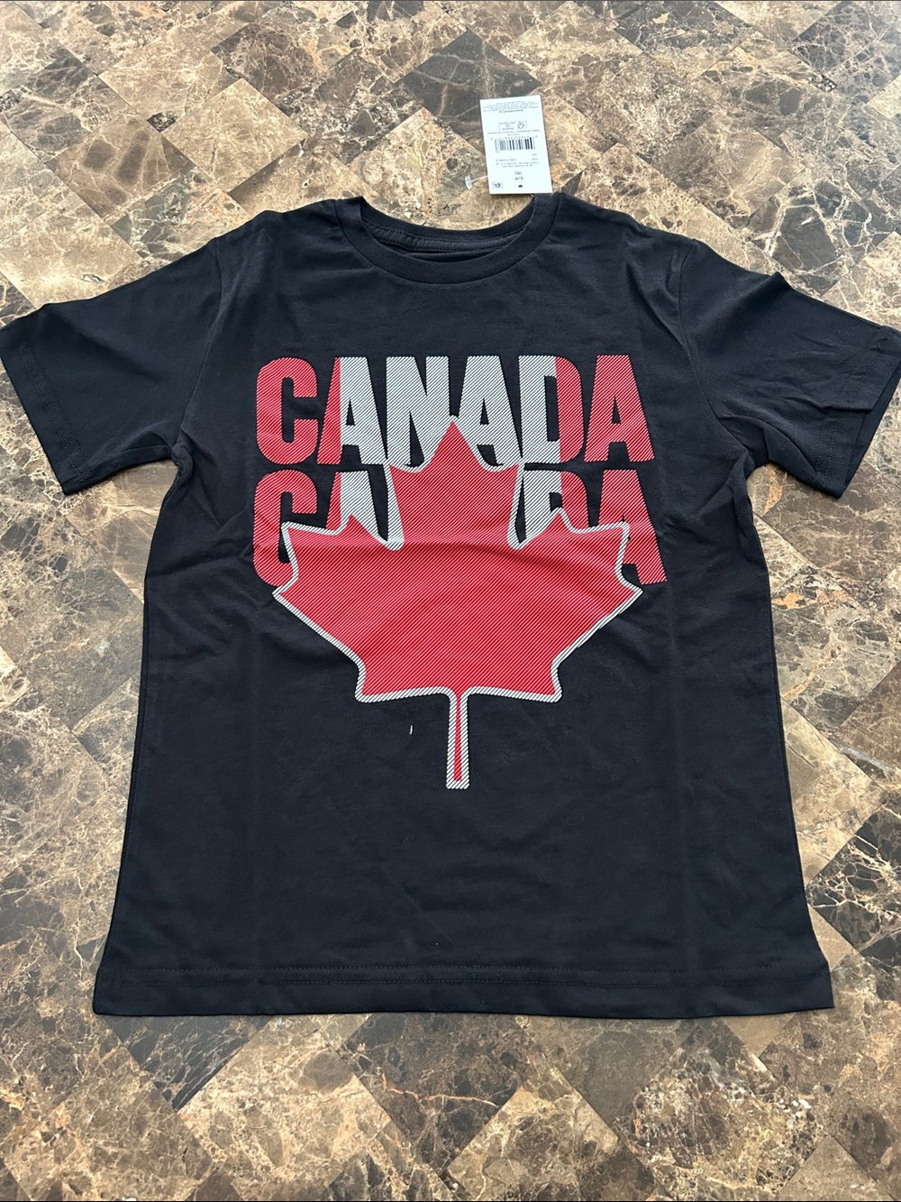 NWT 🆕 Kids Canada Boys Graphic Tee - Black with Red Maple Leaf 100% cotton